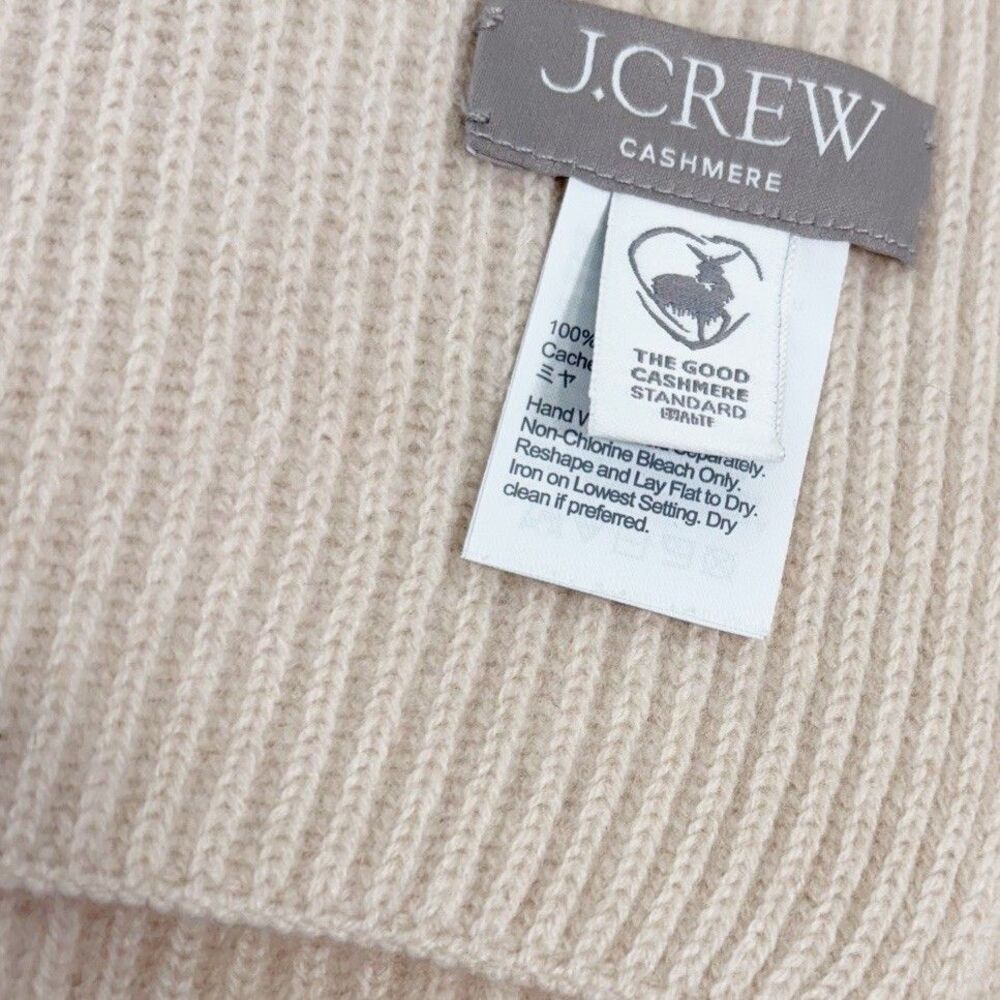 J Crew Luxury Knit 100% Cashmere Scarf Light Beige BM741 $178 - Picture 2 of 8